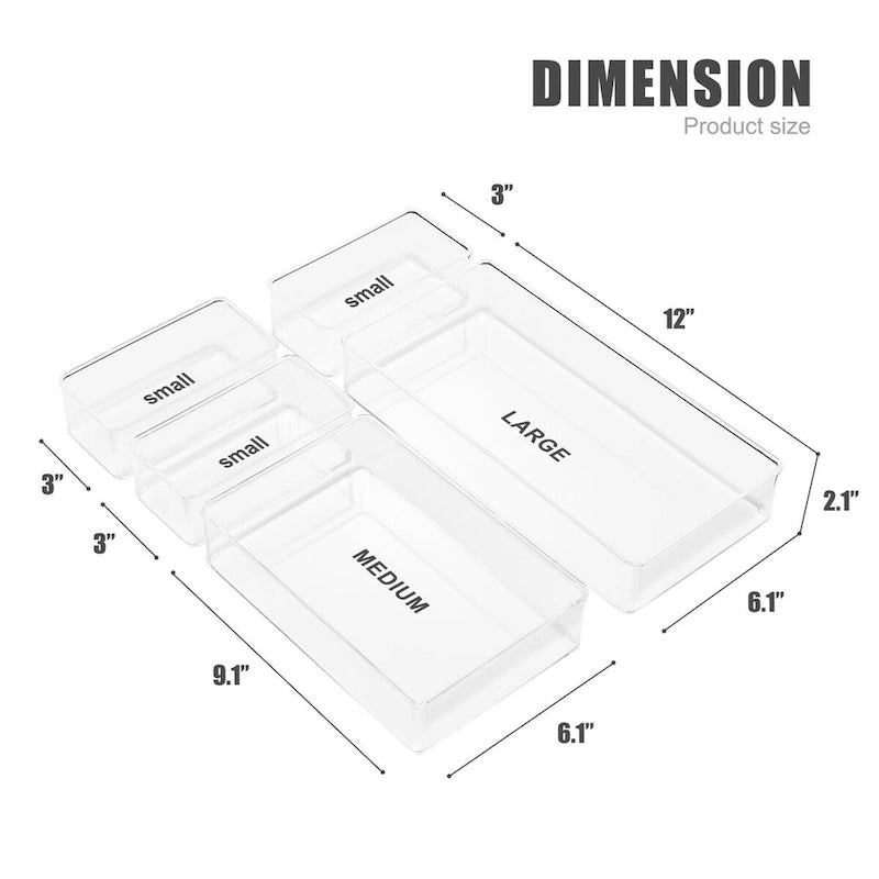 Clear Drawer Organizer Set for Office Storage