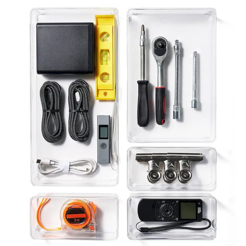 Clear Drawer Organizer Set for Office Storage