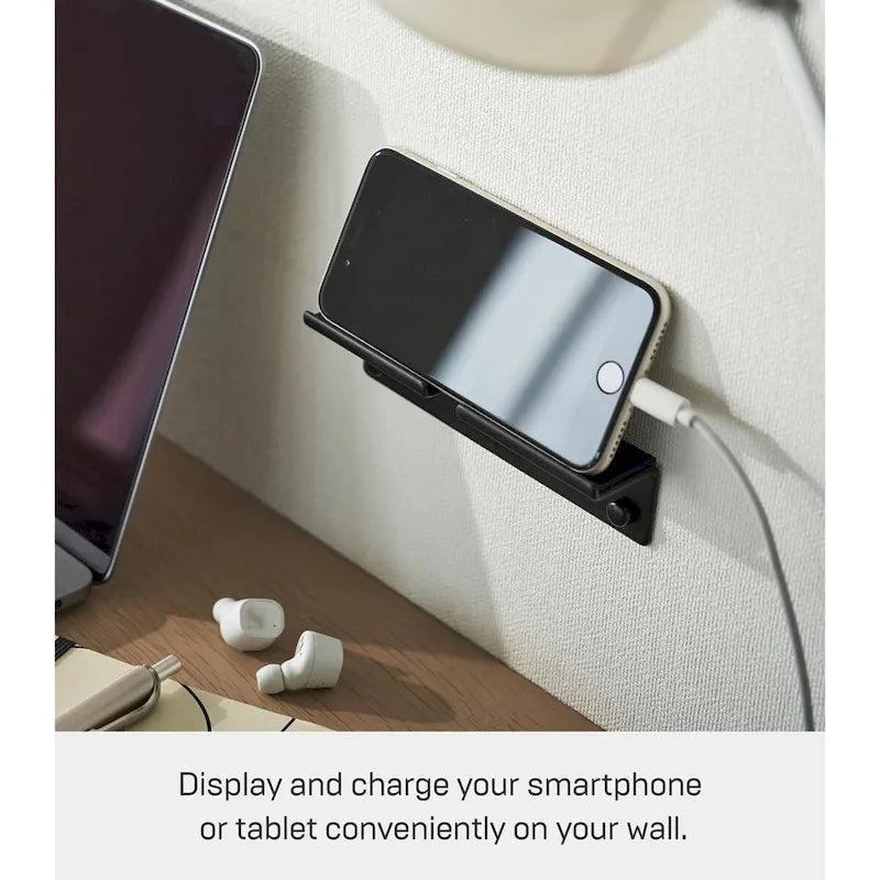 Wall-Mounted Phone Holder, Steel, Holds 2.2 lbs - L 1.26 x W 5.51 x H 1.3 inches