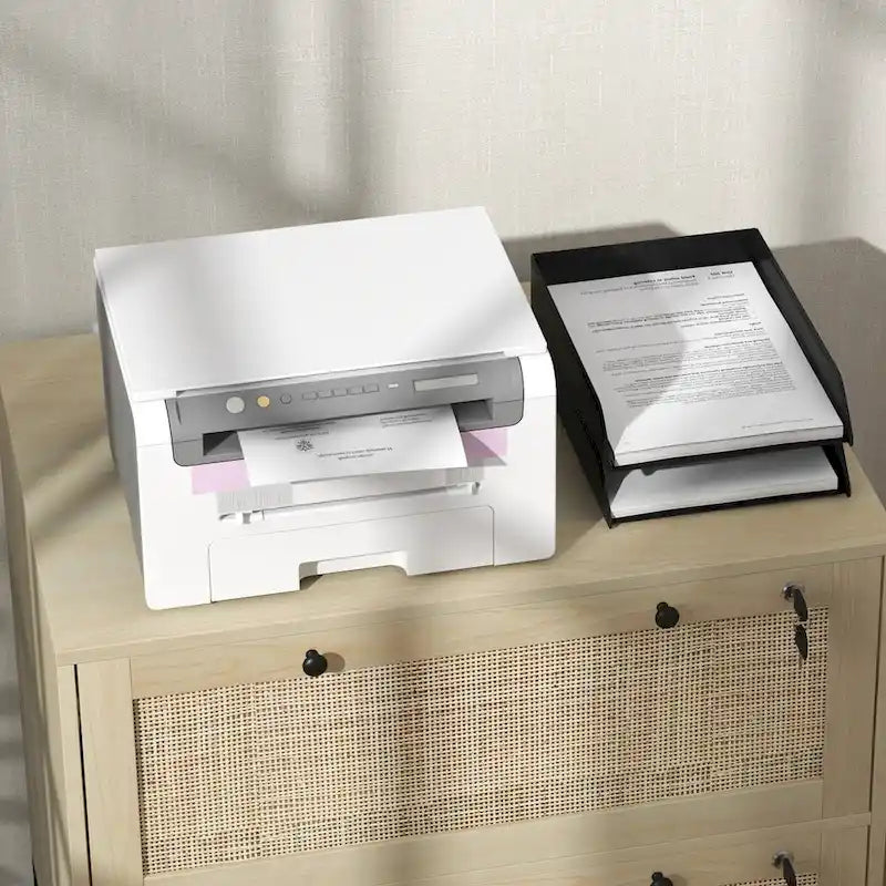 2 Drawer File Cabinet with Lock with Keys, Rattan Drawers and Adjustable Hanging Bar for Letter, A4 and Legal Size Paper Natural