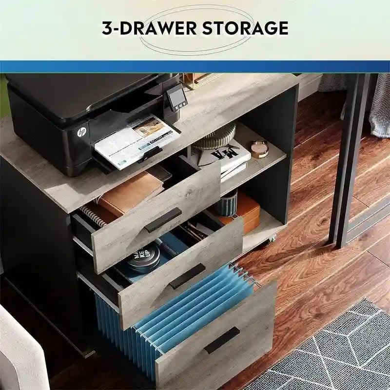 3-Drawer Wood File Cabinet - 15.7D x 31.3W x 24.7H