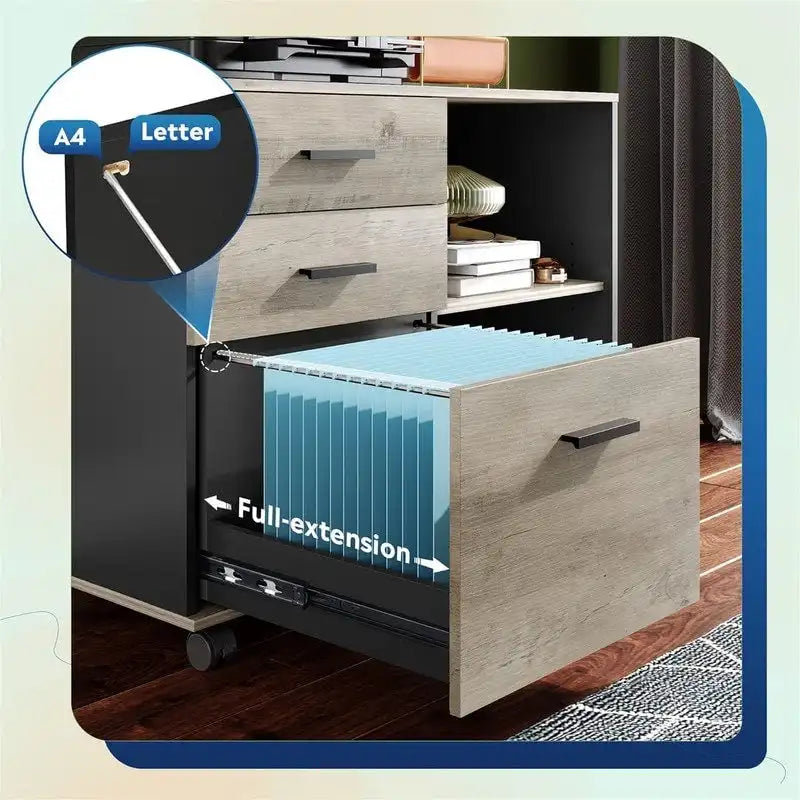 3-Drawer Wood File Cabinet - 15.7D x 31.3W x 24.7H