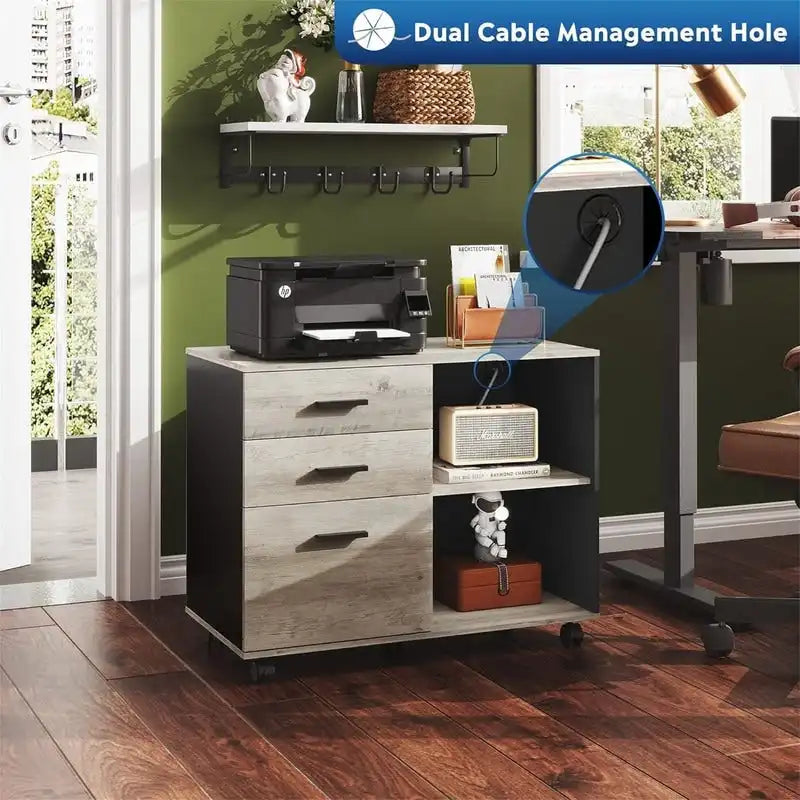 3-Drawer Wood File Cabinet - 15.7D x 31.3W x 24.7H