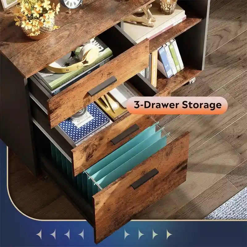 3-Drawer Wood File Cabinet - 15.7D x 31.3W x 24.7H