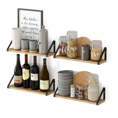 Wallniture Ponza 17inch Long, 4.5 Deep Wooden Shelves, Shelf for Kitchen