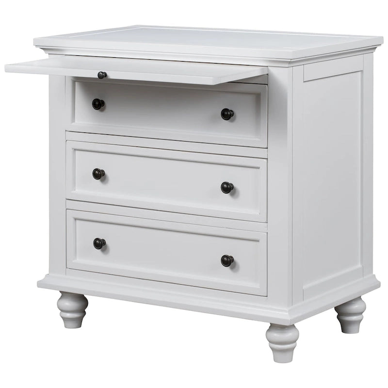 3-Drawer Storage Wood Cabinet, End Table with Pull out Tray