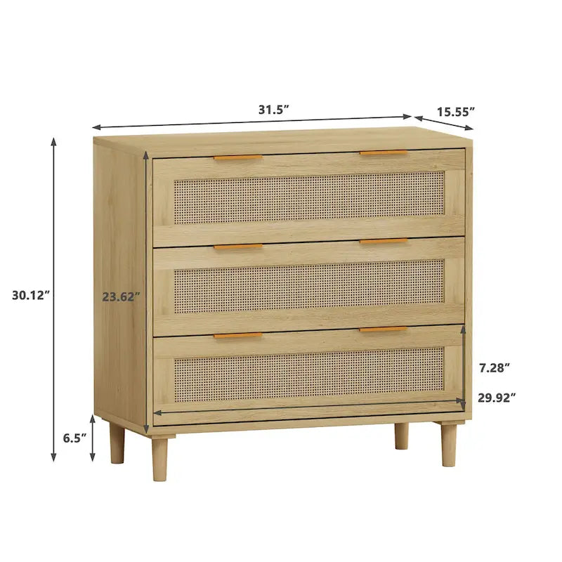 31.50L 3-Drawers Rattan Cabinet