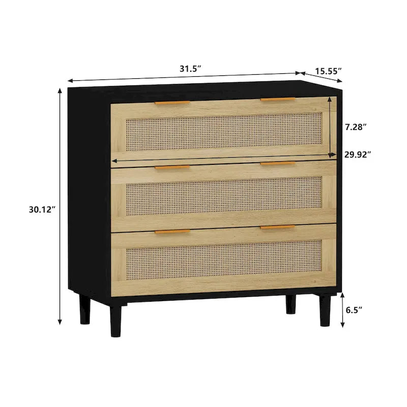 31.50L 3-Drawers Rattan Cabinet