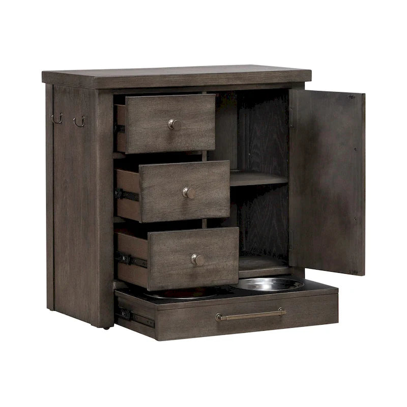 Modern Farmhouse Pet Feeder with Storage, Pull Out Drawers - 2 Finish Options