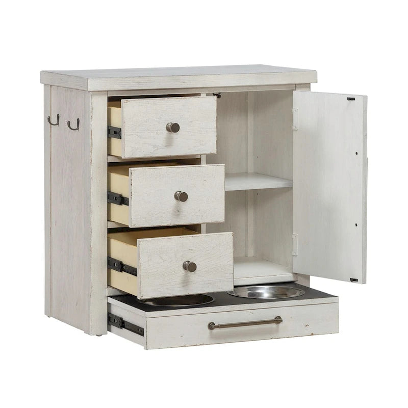 Modern Farmhouse Pet Feeder with Storage, Pull Out Drawers - 2 Finish Options