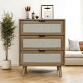 3 Drawer Cabinet, Suitable for bedroom, natural rattan and spandex silk,living room, study
