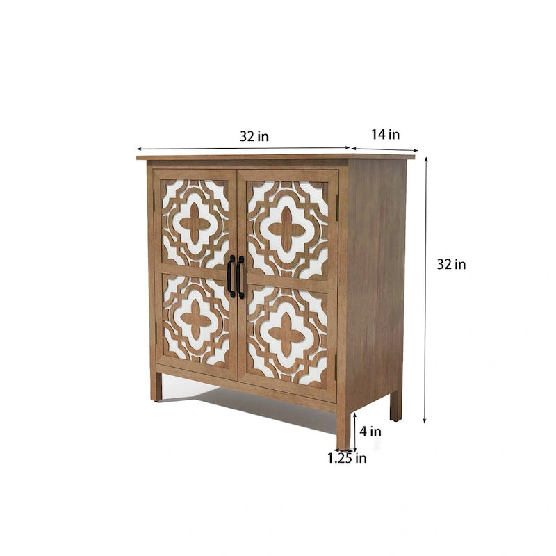 Hand-Carved 2-Doors Cabinet