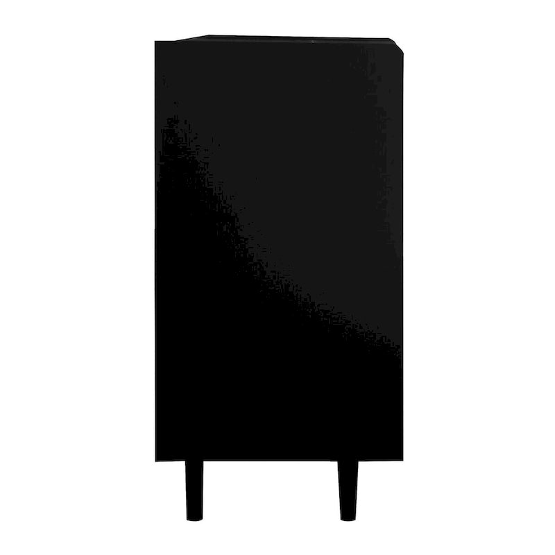 Sideboard Buffet Cabinet,Black Storage Cabinet with Red Doors,2 Drawers with unique panel styling and 2 Open Storage Compartment