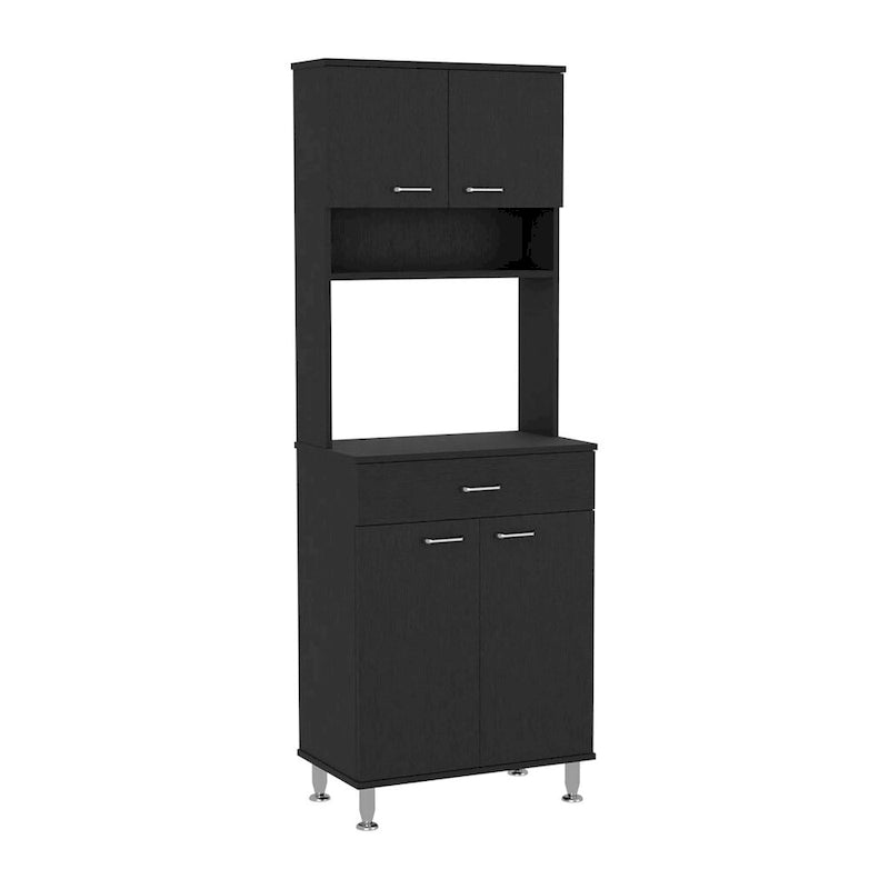 Pantry Piacenza,Two Double Door Cabinet, Black Wengue Finish,High quality and durable