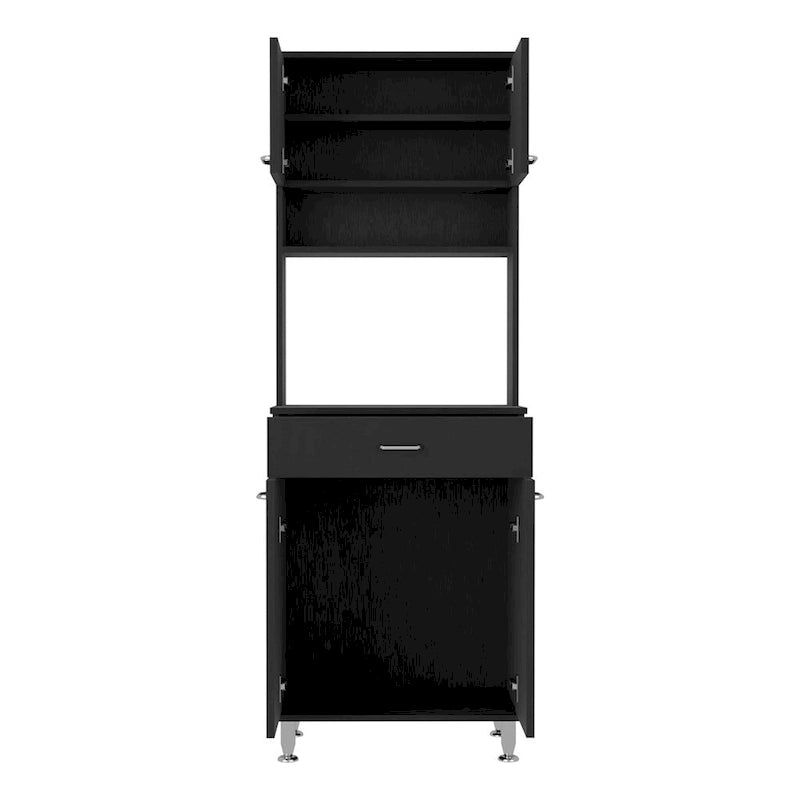 Pantry Piacenza,Two Double Door Cabinet, Black Wengue Finish,High quality and durable