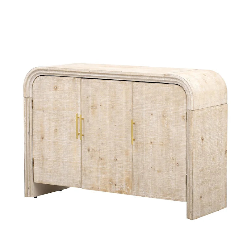 Retro Minimalist Curved Sideboard with Gold Handles and Adjustable Dividers for Living Room or Dining Room
