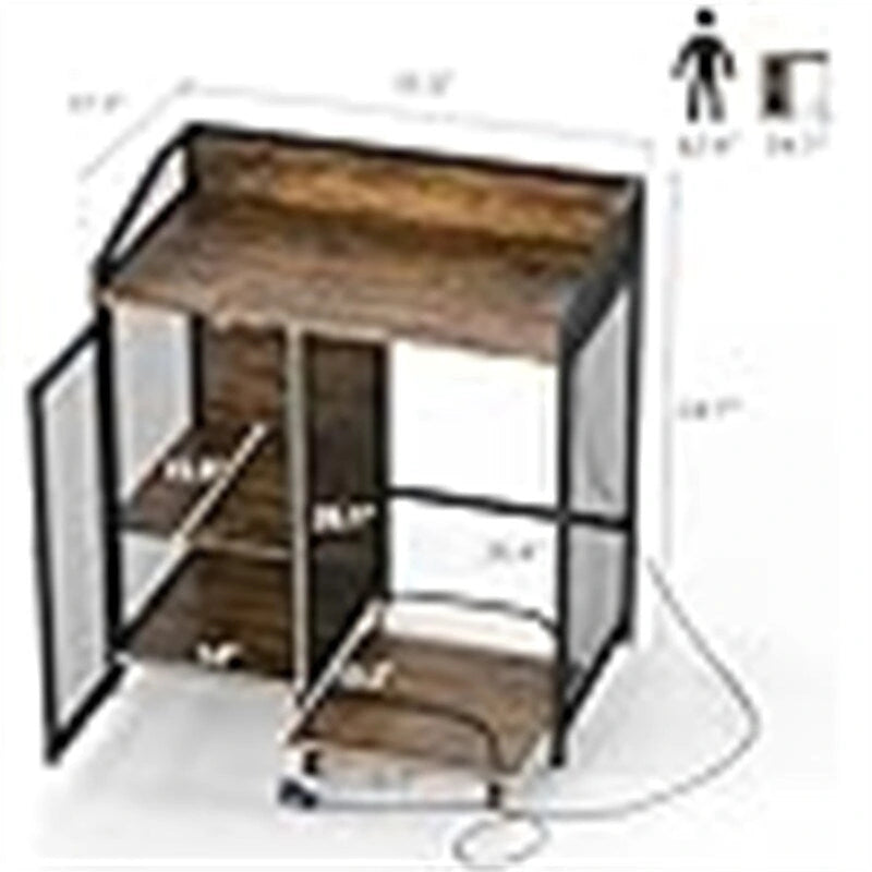 Printer Stand with Charging Station - 18.9D x 20.86W x 27.36H