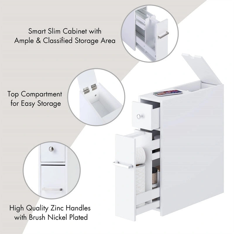 Home Slim Bathroom Storage Cabinet - 19.69D x 6.45W x 22.83H