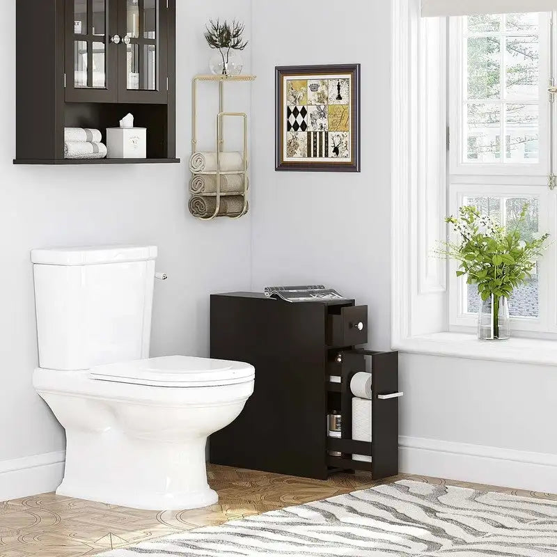 Home Slim Bathroom Storage Cabinet - 19.69D x 6.45W x 22.83H