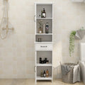 Tall Bathroom Storage Cabinet, Double Door Narrow Height Slim Floor Standing Cabinet