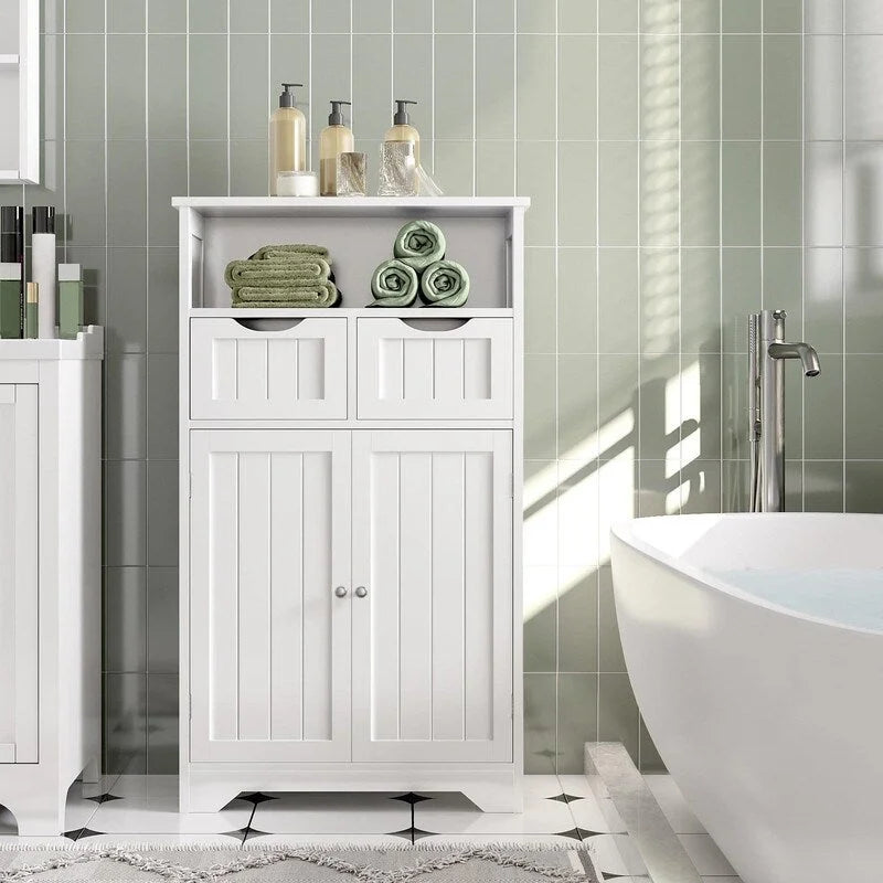 Bathroom Storage Cabinet with 2 Drawers - 12D x 24W x 41H