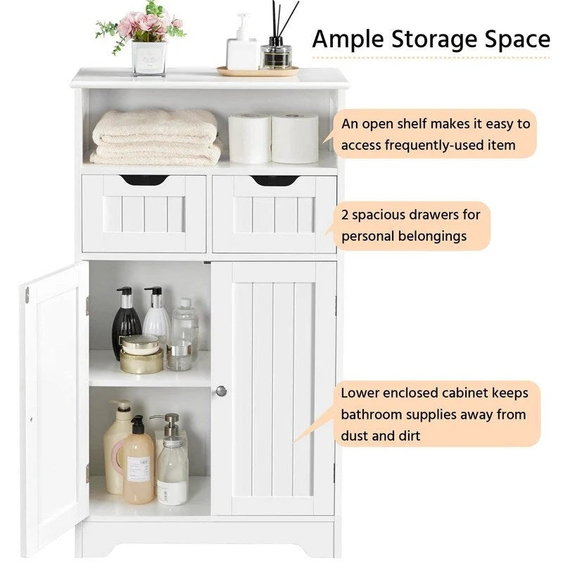 Bathroom Storage Cabinet with 2 Drawers - 12D x 24W x 41H