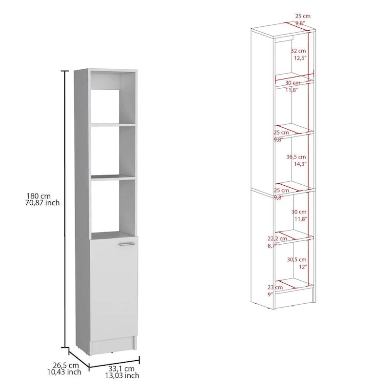 Bathroom Storage Cabinet with one Doors, Tall Bathroom Cabinet with 6 Shelves, for Bathroom, Living Room, Kitchen