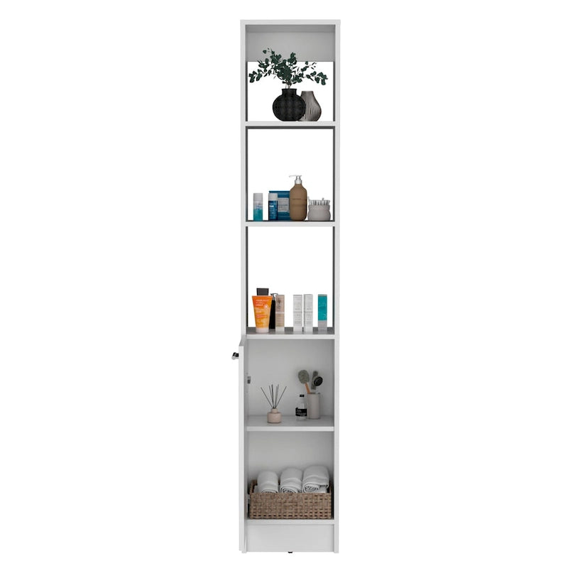 Bathroom Storage Cabinet with one Doors, Tall Bathroom Cabinet with 6 Shelves, for Bathroom, Living Room, Kitchen