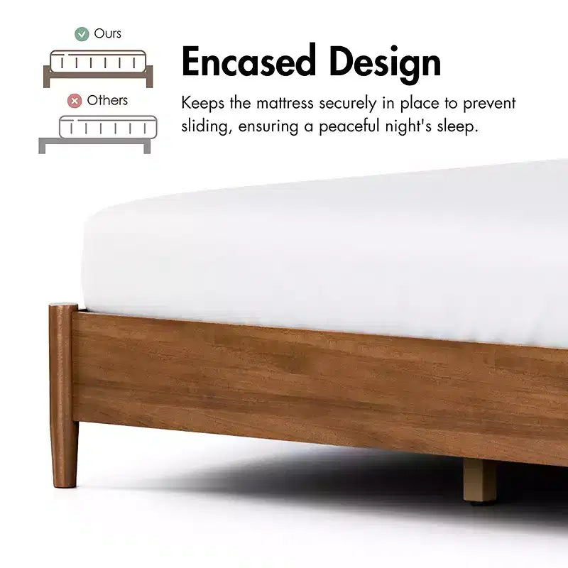 HOMES: Inside + Out Ensemble de chambre à coucher 3 pièces Riverstone Boucle Mid-Century Modern avec 2 tables de chevet Noyer