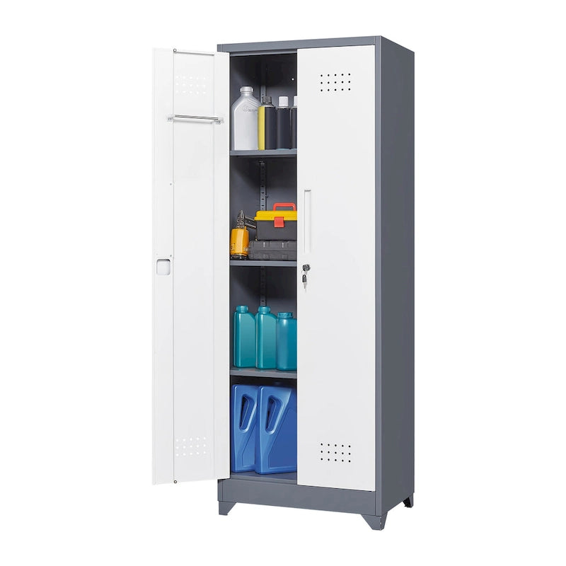 Metal Storage Cabinets,Tool Cabinet with Locking Door,Tall Broom Tool Organizer and Storage,Large Storage Cabinet for Kitchen