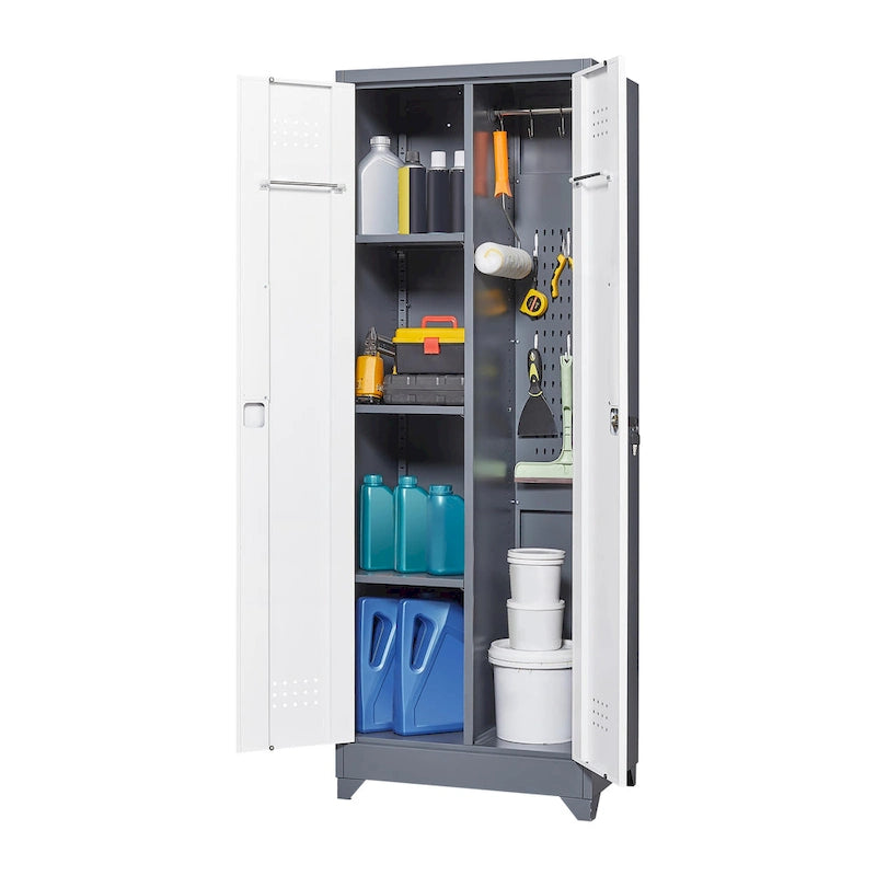 Metal Storage Cabinets,Tool Cabinet with Locking Door,Tall Broom Tool Organizer and Storage,Large Storage Cabinet for Kitchen