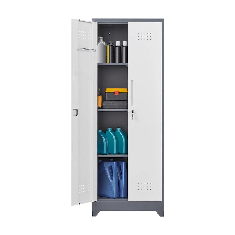 Metal Storage Cabinets,Tool Cabinet with Locking Door,Tall Broom Tool Organizer and Storage,Large Storage Cabinet for Kitchen