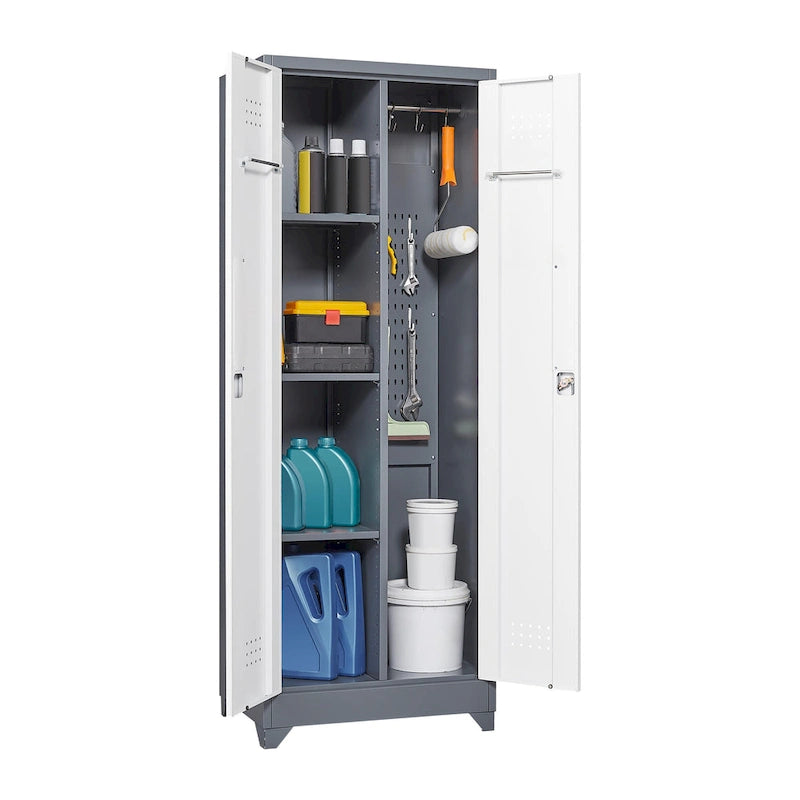 Metal Storage Cabinets,Tool Cabinet with Locking Door,Tall Broom Tool Organizer and Storage,Large Storage Cabinet for Kitchen