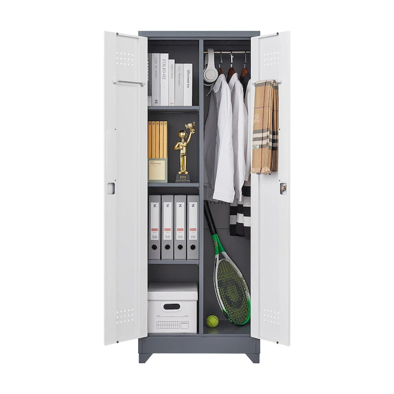 Metal Storage Cabinets,Tool Cabinet with Locking Door,Tall Broom Tool Organizer and Storage,Large Storage Cabinet for Kitchen
