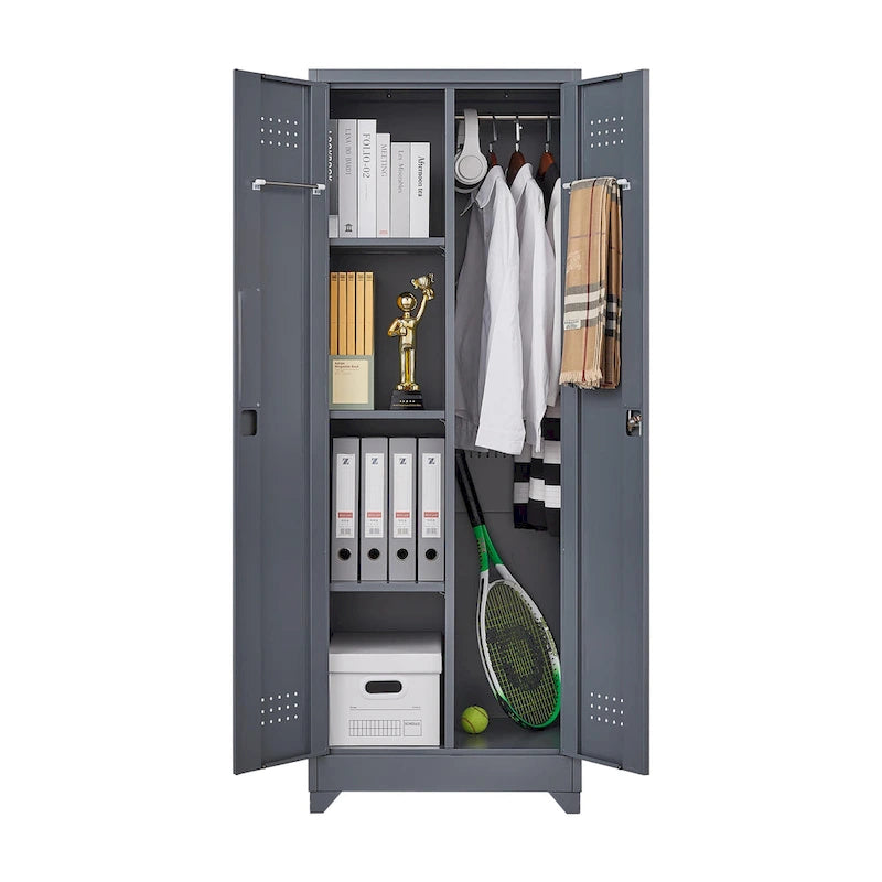 Metal Storage Cabinets,Tool Cabinet with Locking Door,Tall Broom Tool Organizer and Storage,Large Storage Cabinet for Kitchen