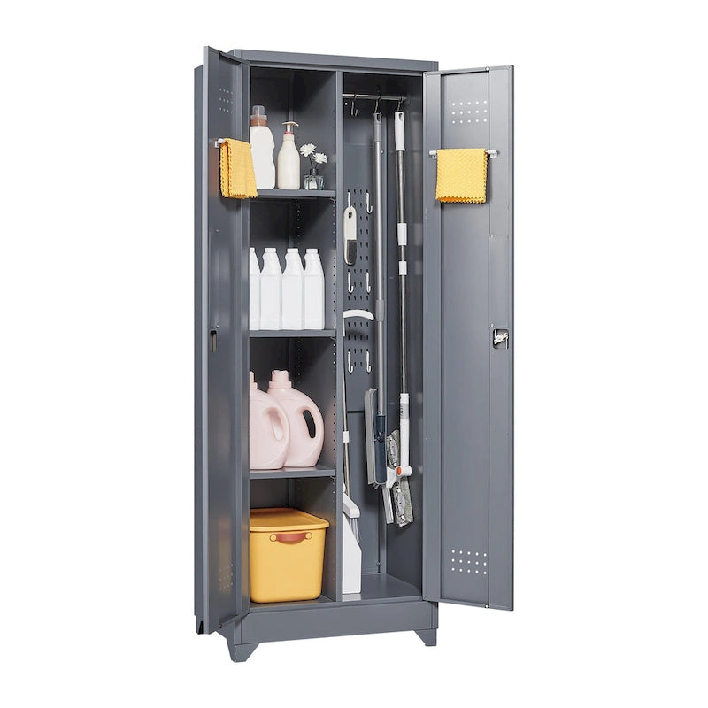 Metal Storage Cabinets,Tool Cabinet with Locking Door,Tall Broom Tool Organizer and Storage,Large Storage Cabinet for Kitchen