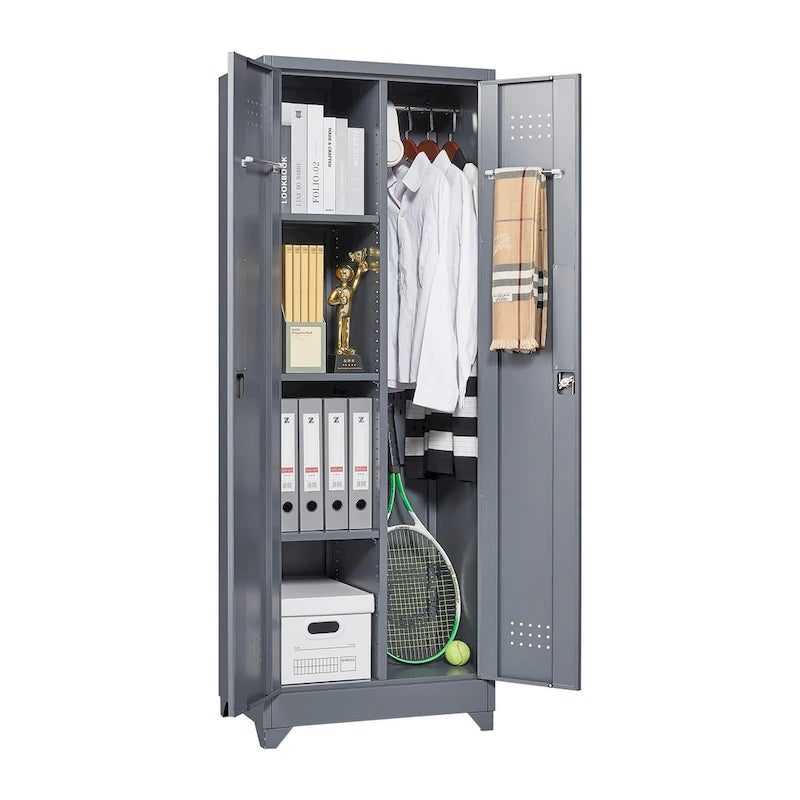 Metal Storage Cabinets,Tool Cabinet with Locking Door,Tall Broom Tool Organizer and Storage,Large Storage Cabinet for Kitchen