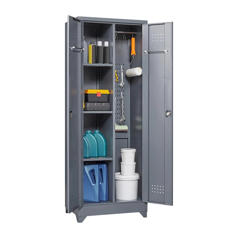 Metal Storage Cabinets,Tool Cabinet with Locking Door,Tall Broom Tool Organizer and Storage,Large Storage Cabinet for Kitchen