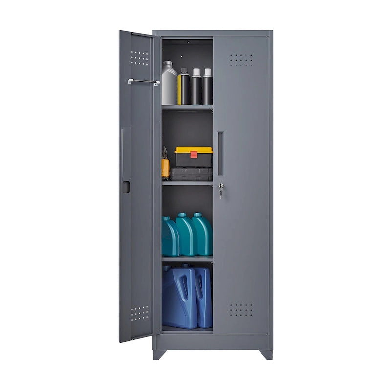 Metal Storage Cabinets,Tool Cabinet with Locking Door,Tall Broom Tool Organizer and Storage,Large Storage Cabinet for Kitchen