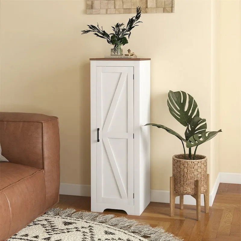 Farmhouse Storage Cabinet with Shelf,Single Barn Door Accent Cabinet