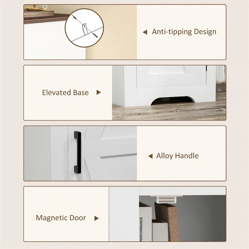 Farmhouse Storage Cabinet with Shelf,Single Barn Door Accent Cabinet